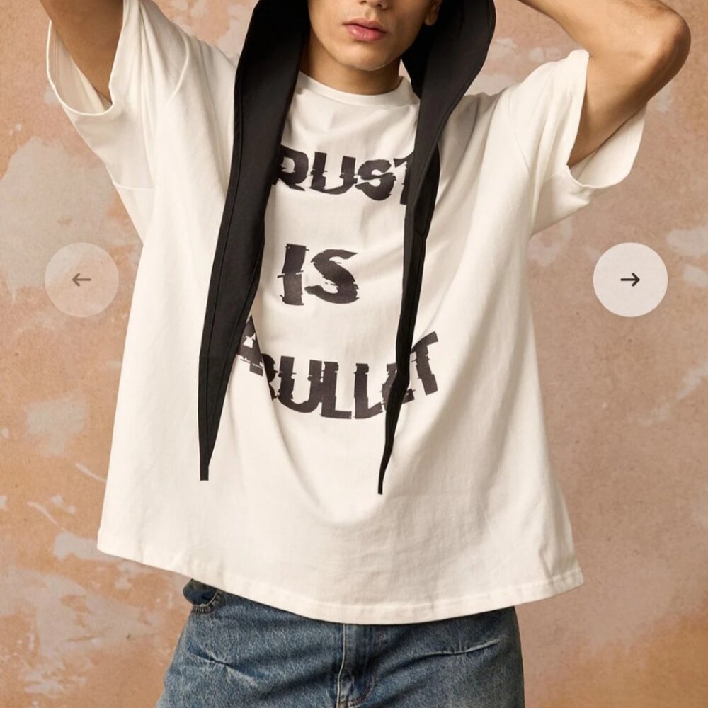Supermade Men's White Trust is a Bullet Oversized T-shirt Size M NWT